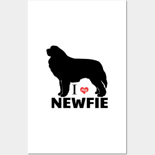 Newfie Pattern in Red Newfoundland Dogs with Hearts / I love my Newfie Posters and Art